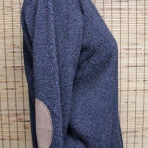 Kings of Cole Gray Cashmere Sweater w/ Suede Collar & Elbow Patches Sz M Medium